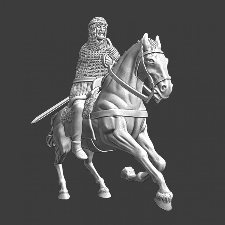 Mounted Crusader knight in chainmail image