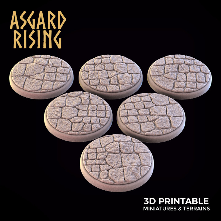 STONE ROAD 6 x Round Bases 25/28/30/32mm /Pre-supported/