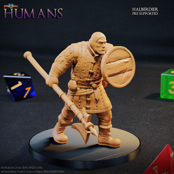 Human Halberdier 1A Miniature - Pre-Supported image