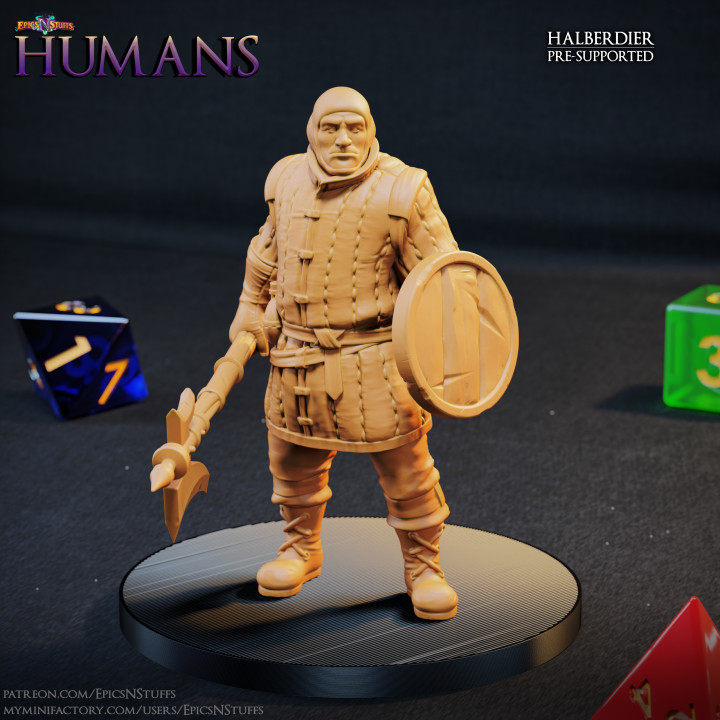 Human Halberdier 1B Miniature - Pre-Supported image