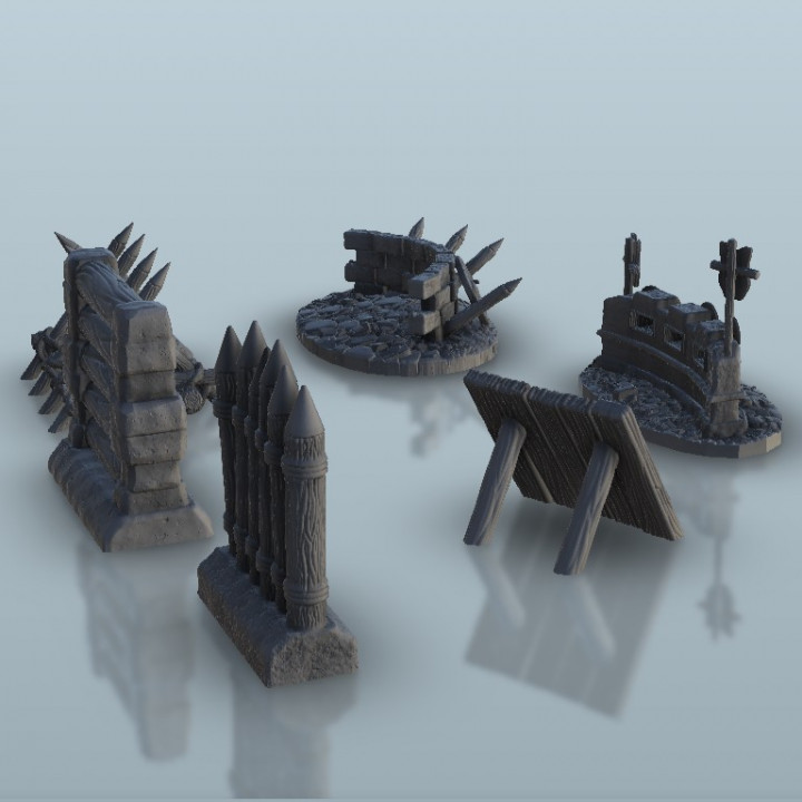 Medieval barricades set - scenery terrain wargame image