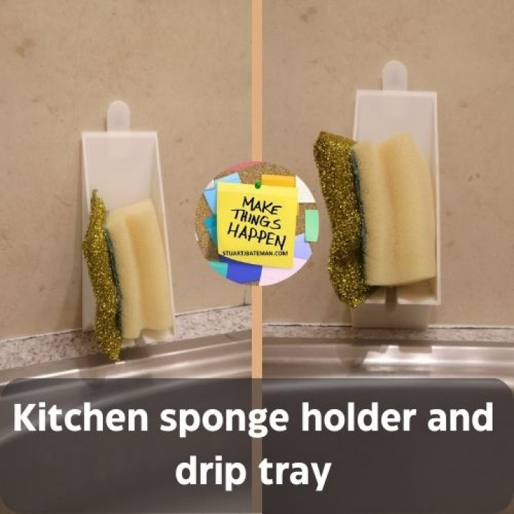 Kitchen sponge holder with drip feature image