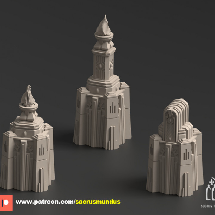 Krotone. Sorcerers Planet. 3D Printing Designs Bundle. Futuristic / Egypt / Art Deco / Scifi Buildings. Terrain and Scenery for Wargames image