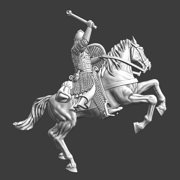Russian medieval guard mounted with mace image
