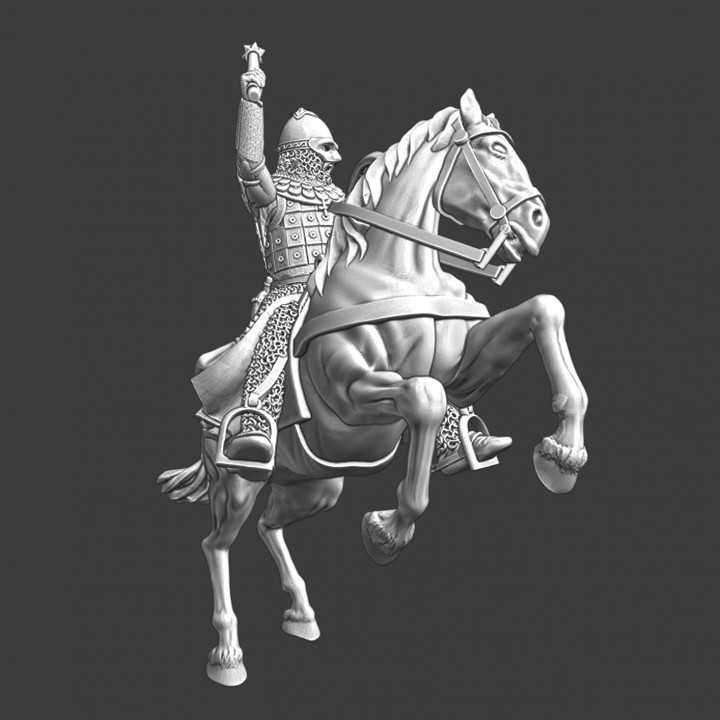 Russian medieval guard mounted with mace image