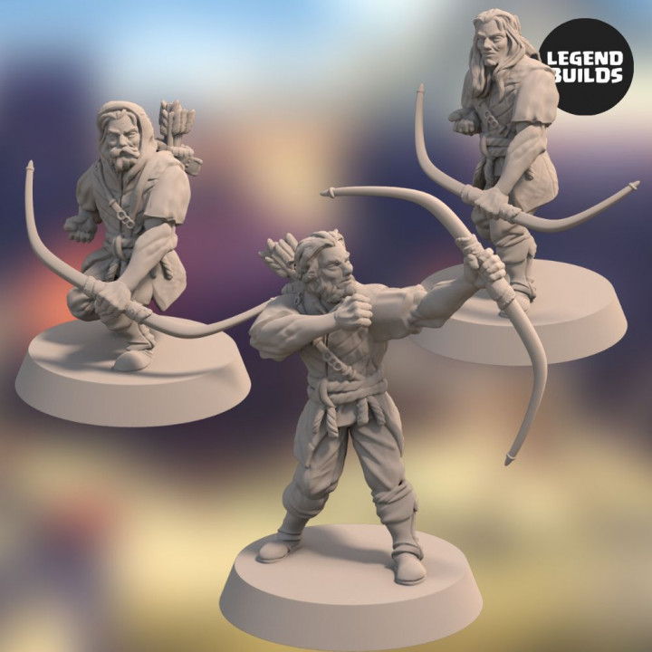 Acenii Barbarian Archers (3 unique miniatures) – 3D printable miniature – STL file