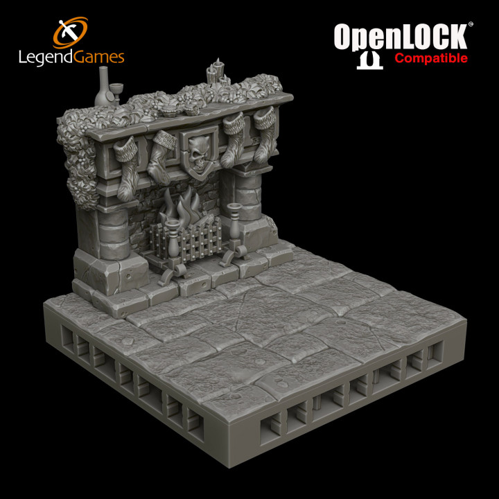 LegendGames OpenLOCK compatible Fire Place with Festive Christmas Version Included image
