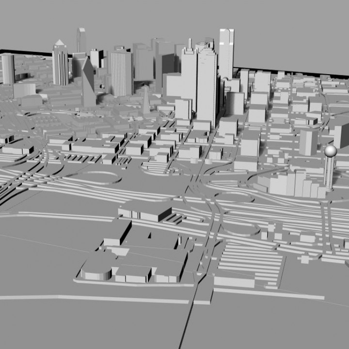 3D Dallas | Digital Files | 3D STL File | Dallas 3D Map | 3D City Art | 3D Printed Landmark | Model of Dallas Skyline | Art image