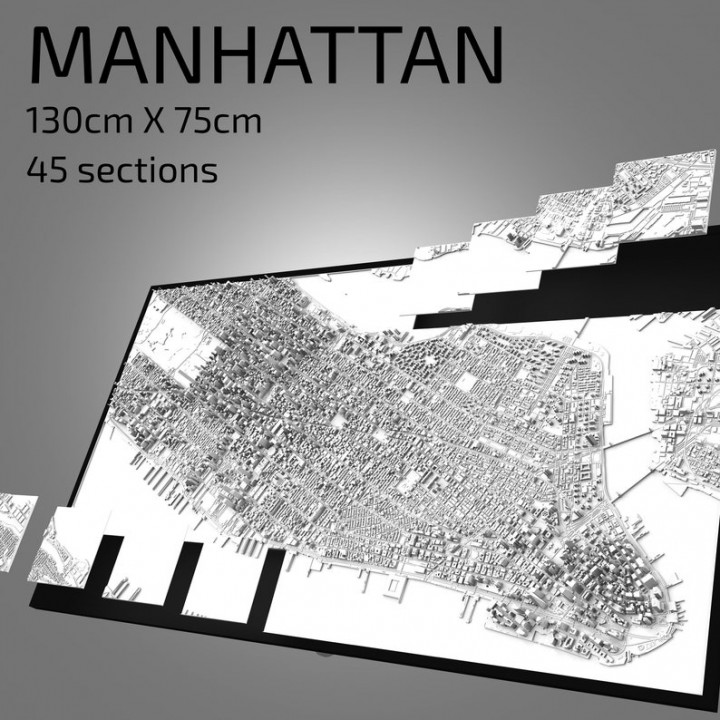 3D Manhattan | Digital Files | 3D STL File | NYC 3D Map | 3D City Art | 3D Printed Landmark | Model of New York City Skyline | 3D Art image