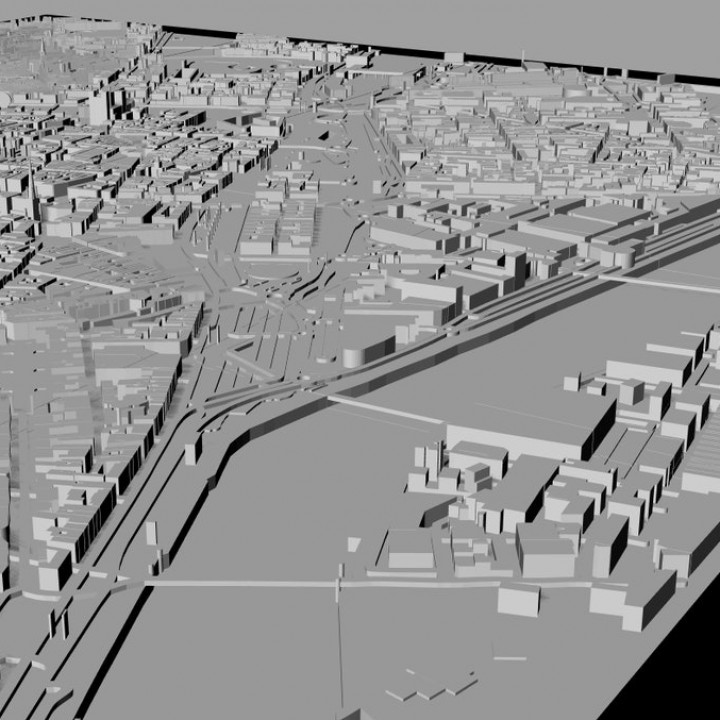 3D Nantes | Digital Files | 3D STL File | Nantes 3D Map | 3D City Art | 3D Printed Landmark | Model of Nantes Skyline | 3D Art image