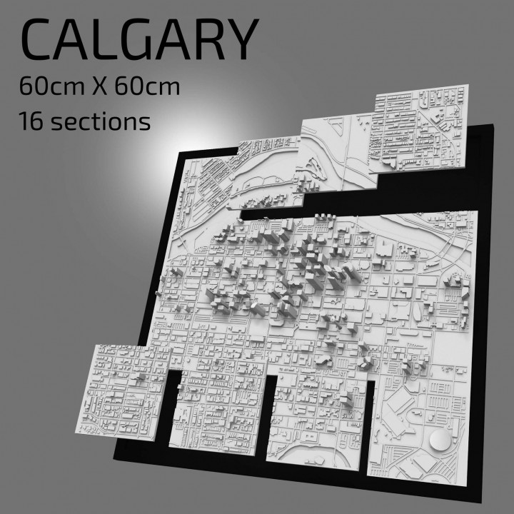 3D Calgary | Digital Files | 3D STL File | Calgary 3D Map | 3D City Art | 3D Printed Landmark | Model of Calgary Skyline | 3D Art image