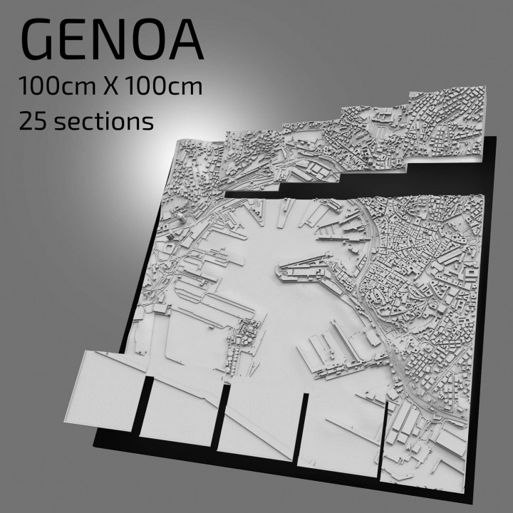 3D Genoa | Digital Files | 3D STL File | Genoa 3D Map | 3D City Art | 3D Printed Landmark | Model of Genoa Skyline | 3D Art image