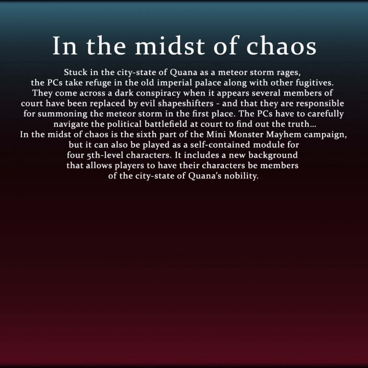 In the Midst of Chaos (MMM Stat Blocks, encounter, lore, and map) image