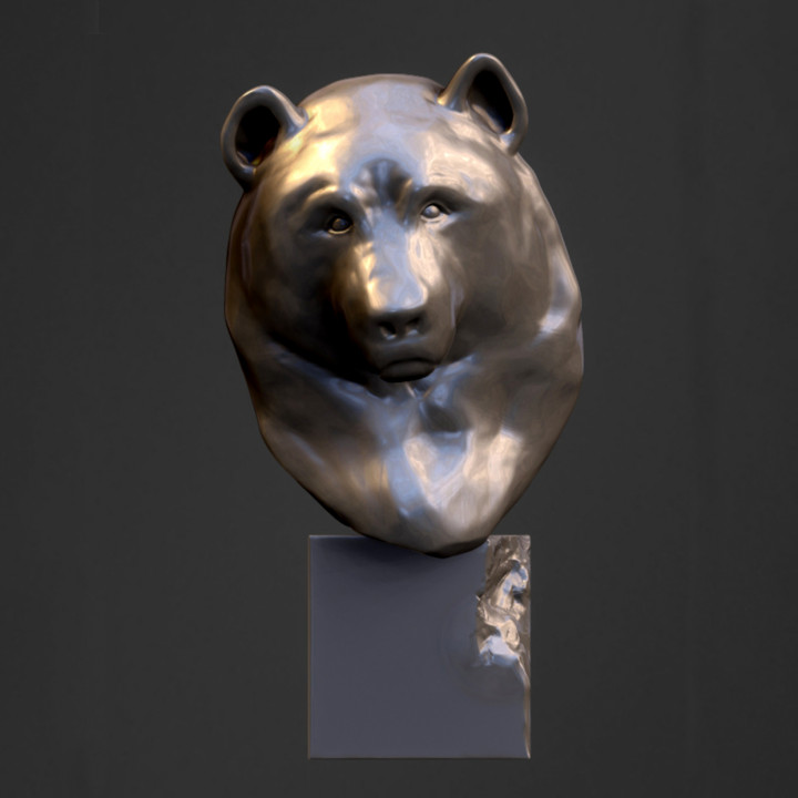 Grizzly Bear Head Sculpture image