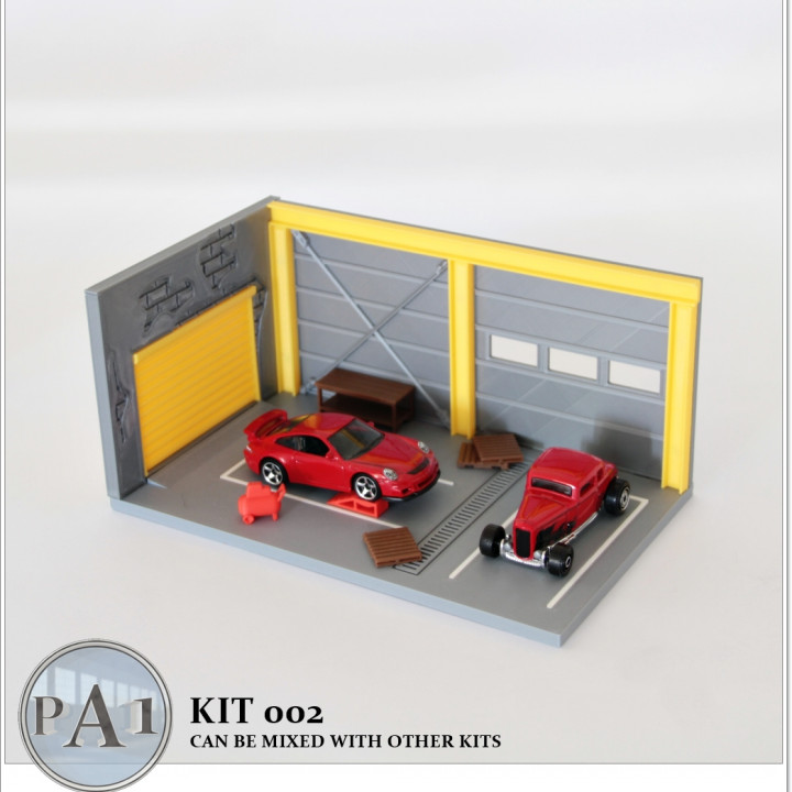 MINI GARAGE DIORAMA FOR 1/64 SCALE DIECASTS - MODEL 002 image