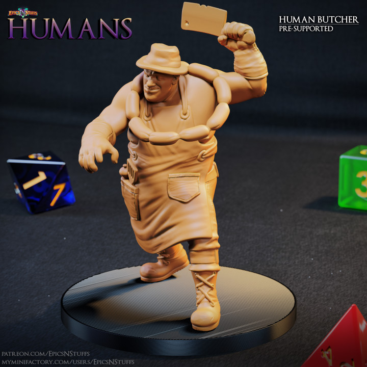 Human Butcher 1A Miniature - Pre-Supported image