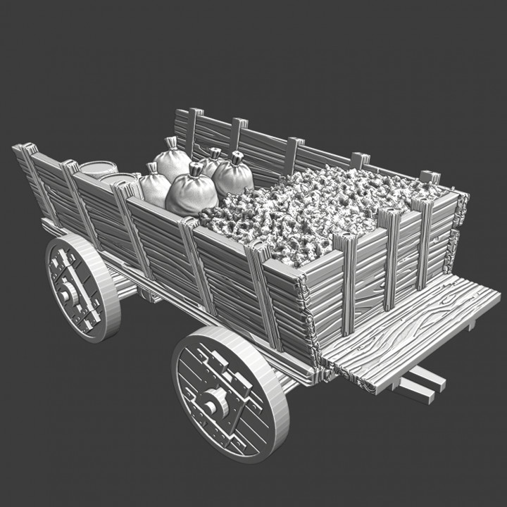 Medieval Supply wagon hay and grains image