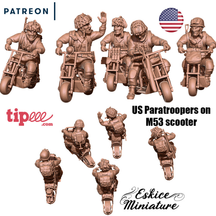 US paratroopers on M53 scooter - 28mm image