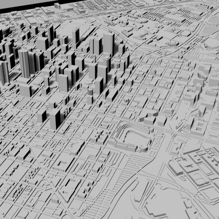 3D Denver | Digital Files | 3D STL File | Denver 3D Map | 3D City Art | 3D Printed Landmark | Model of Denver Skyline | 3D Art image