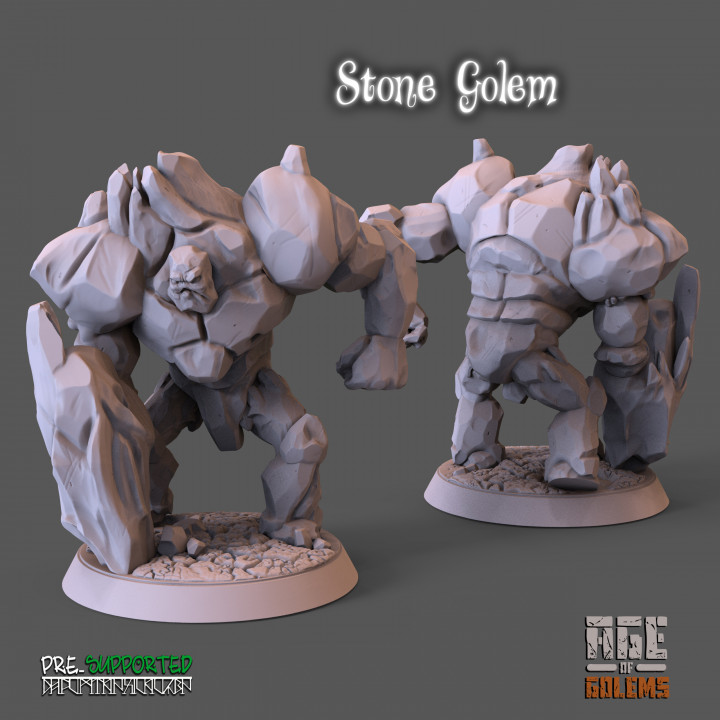 3D Printable Stone Golem Pose 1 - Age of Golems by Goblin Art Studios