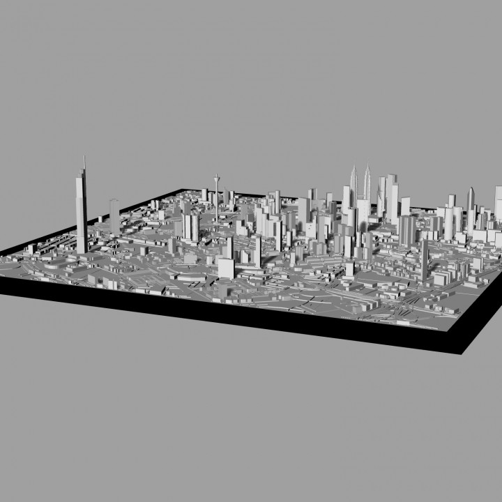 3D Kuala Lumpur | Digital Files | 3D STL File | Kuala Lumpur 3D Map | 3D City Art | 3D Printed Landmark | Kuala Lumpur Skyline | 3D Art image