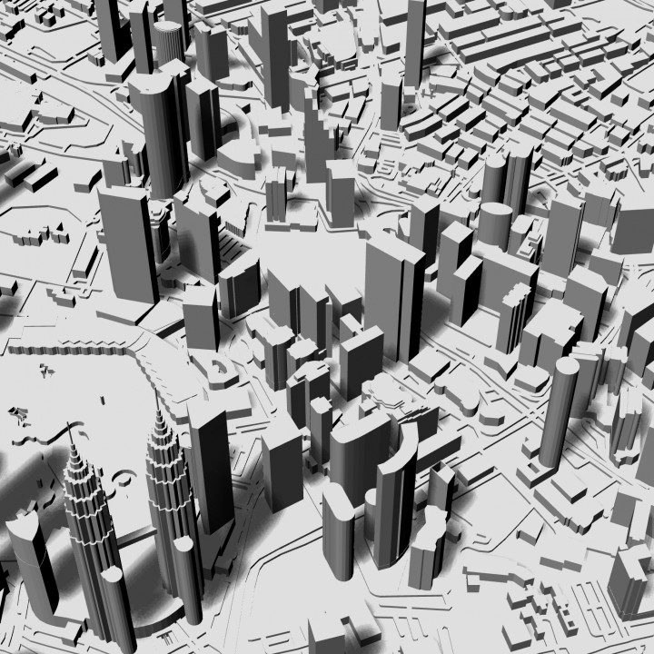 3D Kuala Lumpur | Digital Files | 3D STL File | Kuala Lumpur 3D Map | 3D City Art | 3D Printed Landmark | Kuala Lumpur Skyline | 3D Art image