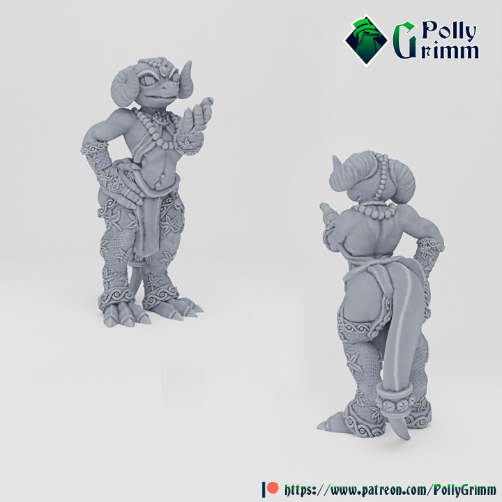 Fantasy tabletop miniature character. Kobold girl image