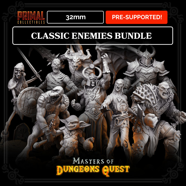 10 miniatures - 32mm - Classic RPG game enemies bundle - MASTERS OF DUNGEONS QUEST image
