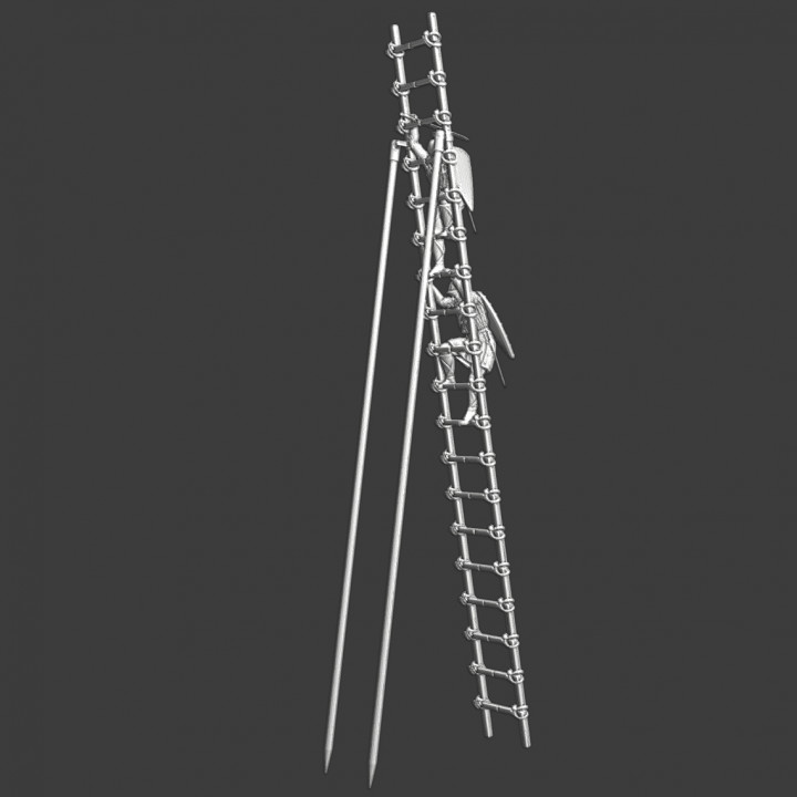 Medieval siege ladder with crew image