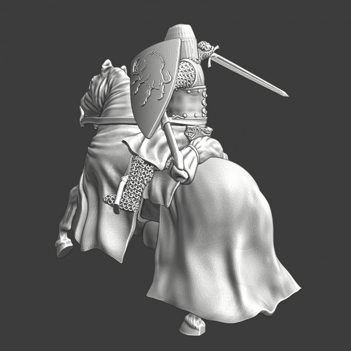 3D Printable Medieval Crusader Knight swinging sword by Northern