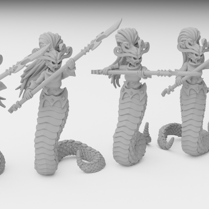 Dark Elf Snake Folk Miniatures (32mm, modular) image