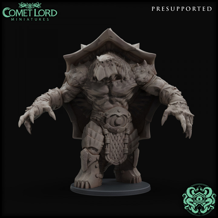 3D Printable Snapjaw, Tortle Barbarian by Comet Lord Miniatures