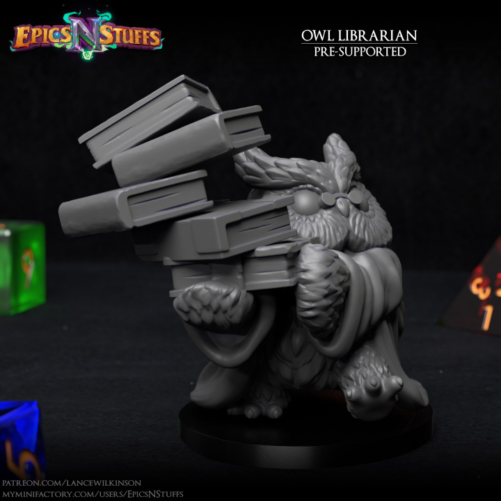 Owlkin Librarian Miniature - Pre-Supported image
