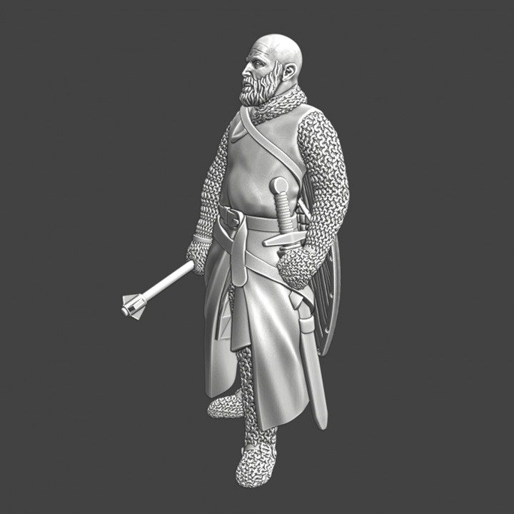 Medieval bald knight with mace image