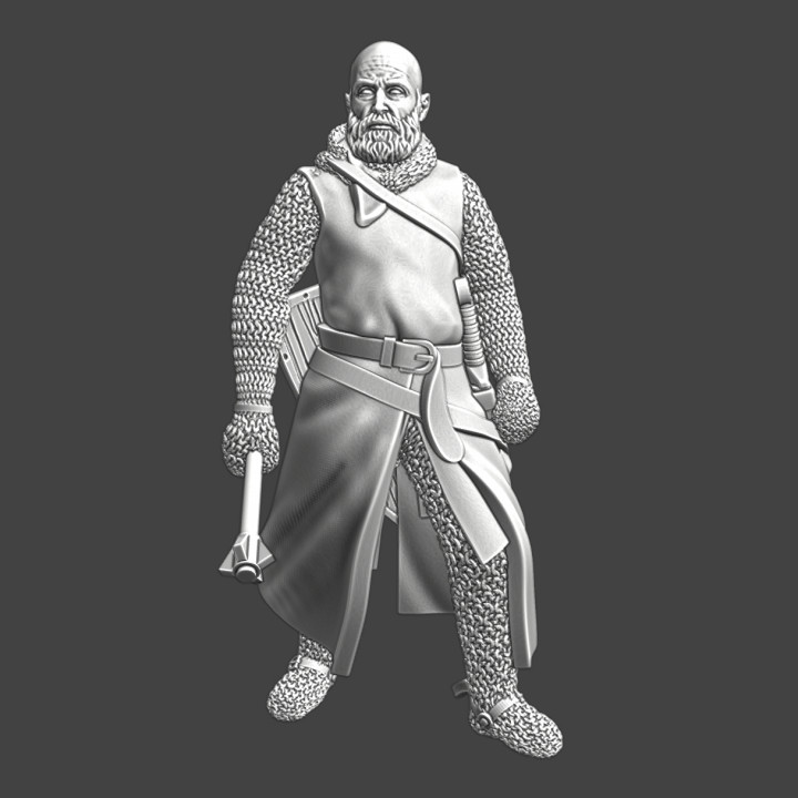 Medieval bald knight with mace image
