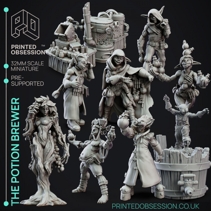 Goblin Brewers - 12 model pack - Joke coffee version included - PRESUPPORTED - 32mm scale image