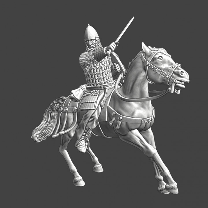 Medieval mounted Russian knight - with sword image