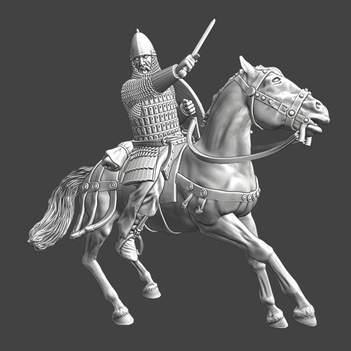 Medieval mounted Russian knight - with sword image
