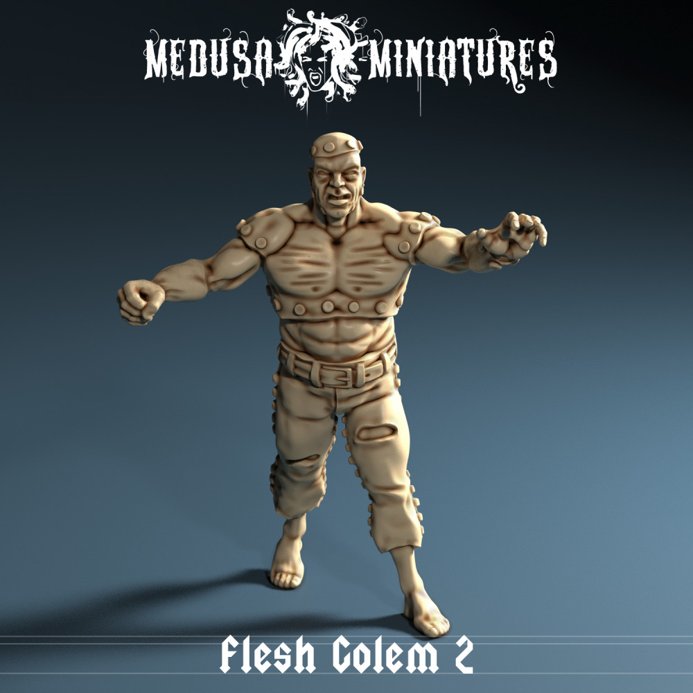 3D Printable Iron-Stitched Golem | 28mm Frankenstein-Style