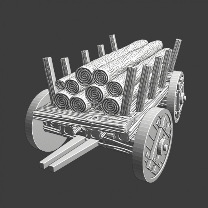 Medieval Supply Wagon - Wooden logs image