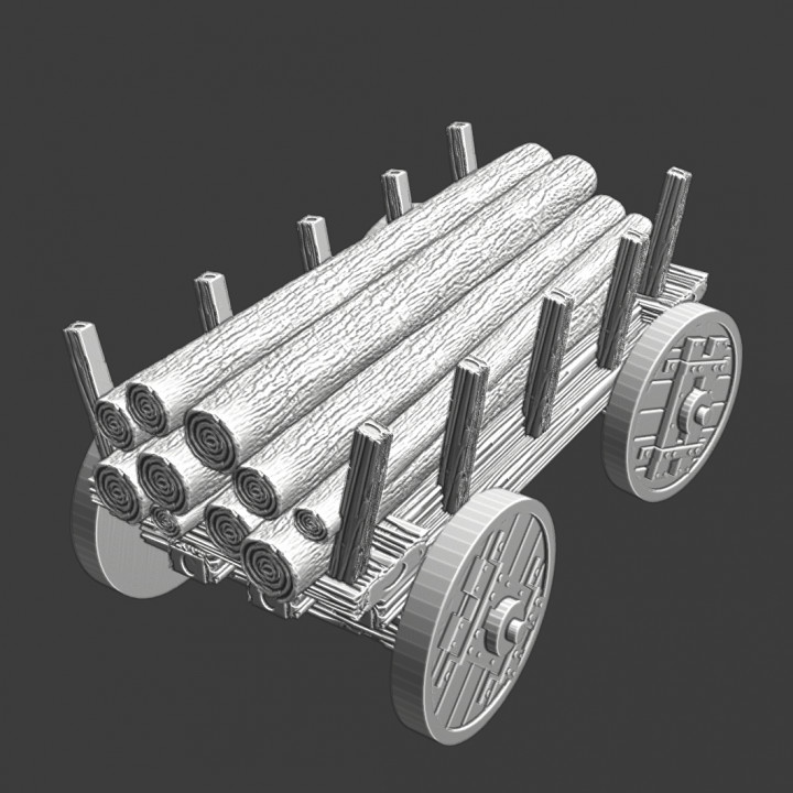 Medieval Supply Wagon - Wooden logs image