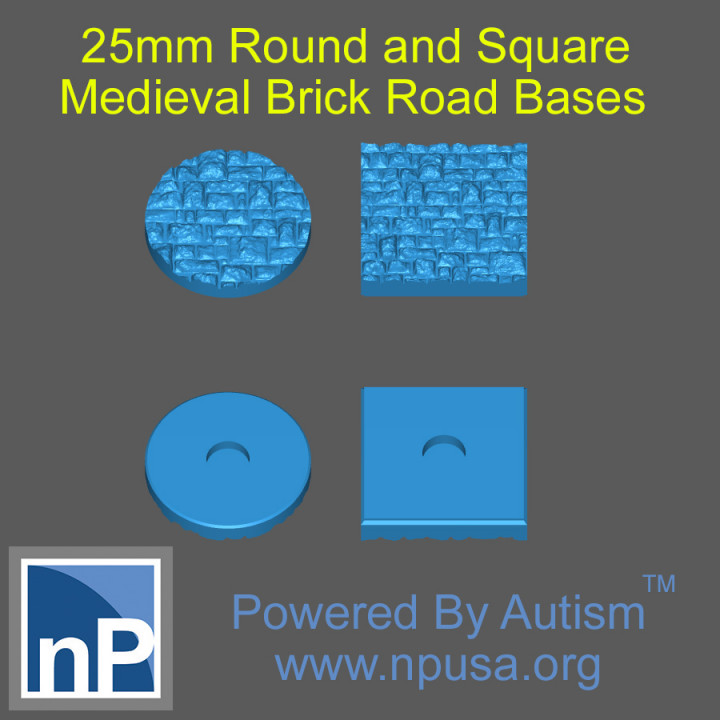 25mm Round and Square Medieval Brick Base image