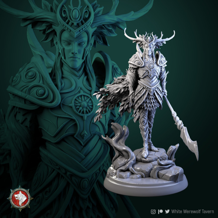 Tarniel wood elf king 32mm and 75mm pre-supported image