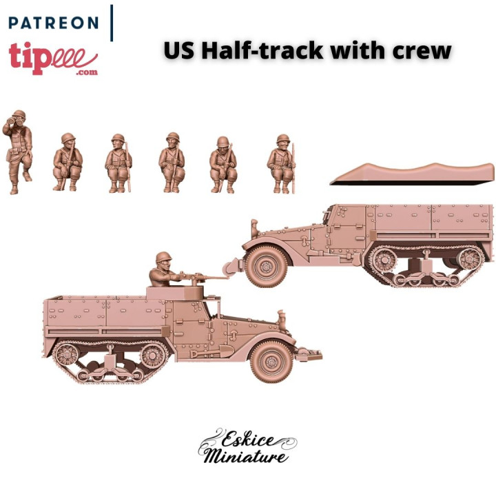 US Half-Track with crew - 28mm for wargame image