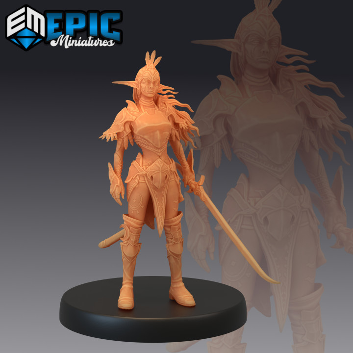 3D Printable Elven Moon Runner - Female Elf Sword Warrior - Elvish ...