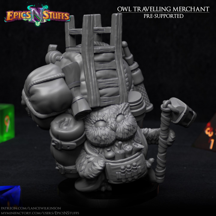 Owlkin Travelling Merchant Miniature - Pre-Supported image