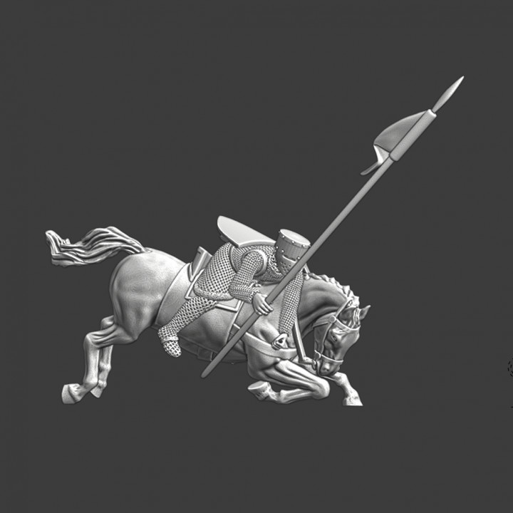 Medieval knight falling with his horse image