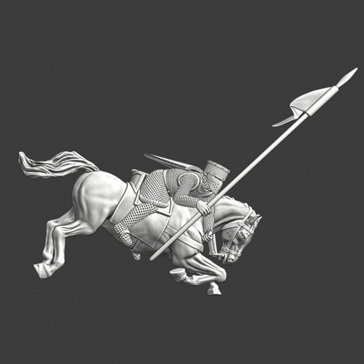 Medieval knight falling with his horse image