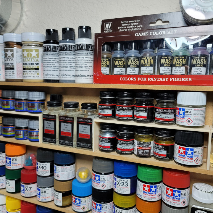 3D Printable Hobby Paint Shelf by William Hayden