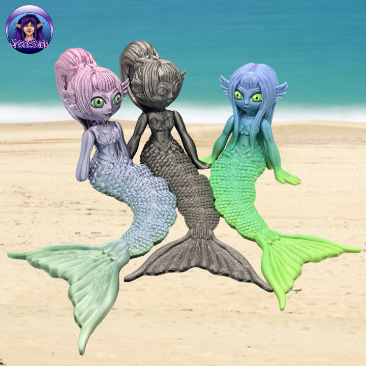 むぎ 様 mermaid 3D Printable Flexy Chibi Mermaid by MysticSaige